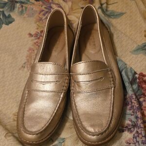 Metallic Gold Penny Loafers